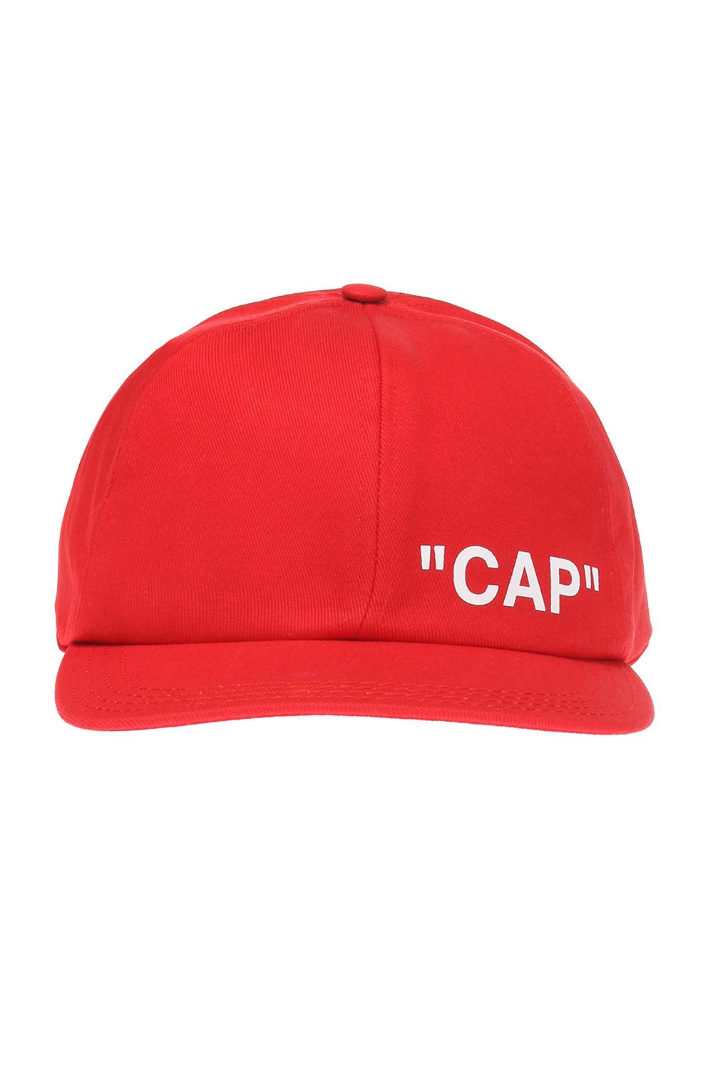 red off white cap